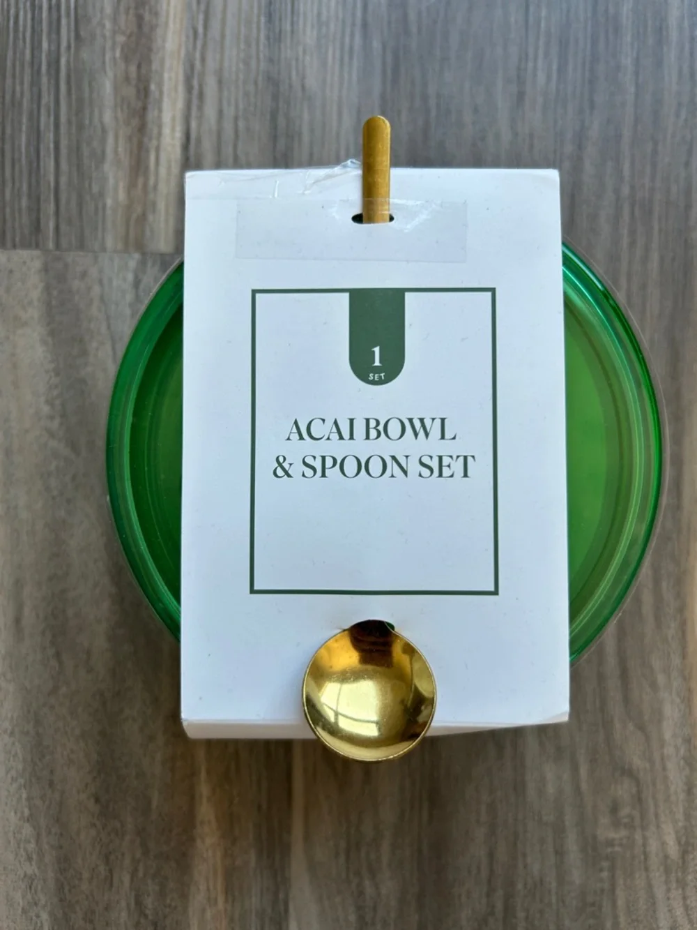 NWT Acai Bowl and Gold Spoon Set